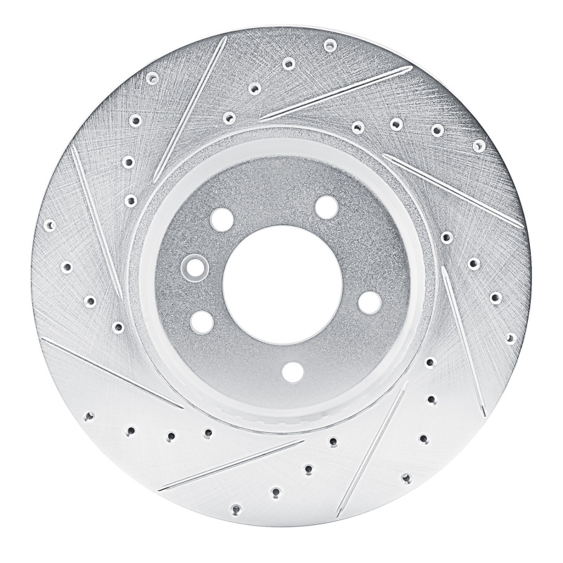 Land Rover Defender 90 Brake Rotor (1) - Front Left - R1 Concepts - Drilled & Slotted - Silver - `20-`25